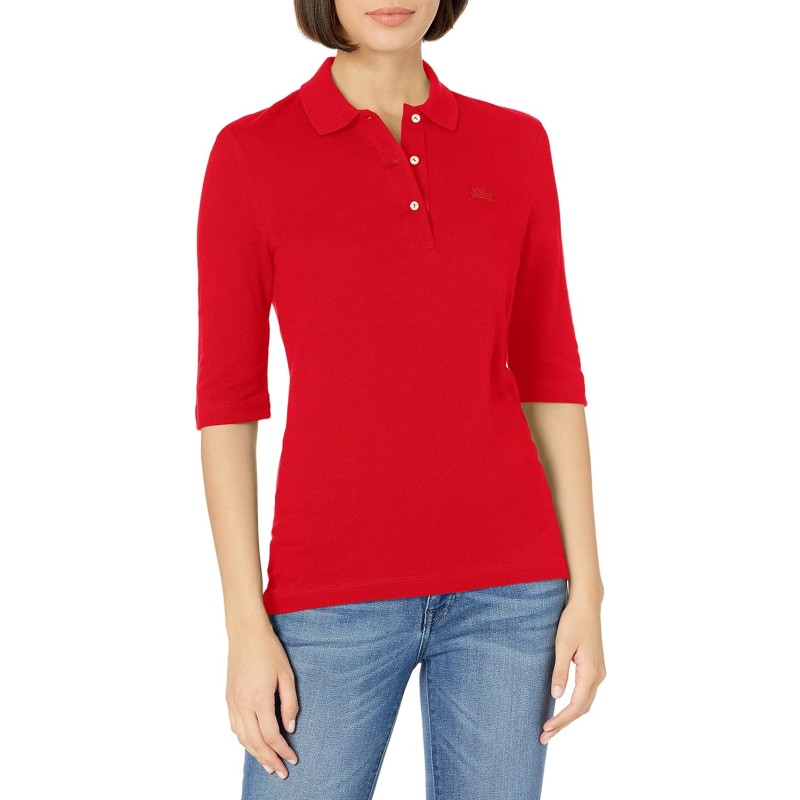 Lacoste Women's 3/4 Sleeve Pique Polo Shirt(Sabler) - Lacoste Polo